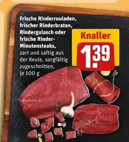 REWE DE Frische Rinderrouladen, frischer Rinderbraten, Rindergulasch oder frische Rinder- Minutensteaks, tilbud