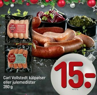 REMA 1000 Carl Vollstedt kålpølser eller julemedister tilbud