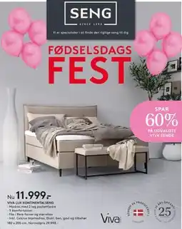 SENG VIVA LUX KONTINENTALSENG, DKK 11999 tilbud