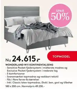 SENG WONDERLAND W11 KONTINENTALSENG, DKK 24615 tilbud
