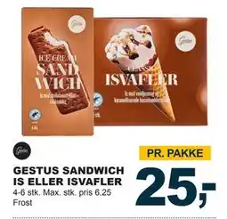 Let-Køb GESTUS SANDWICH IS ELLER ISVAFLER, DKK 25 tilbud