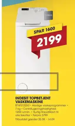 Punkt1 INDESIT TOPBETJENT VASKEMASKINE tilbud
