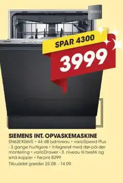 Punkt1 SIEMENS INT. OPVASKEMASKINE tilbud