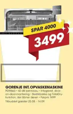 Punkt1 GORENJE INT. OPVASKEMASKINE tilbud