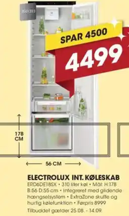 Punkt1 ELECTROLUX INT. KØLESKAB ERD6DE18SX tilbud