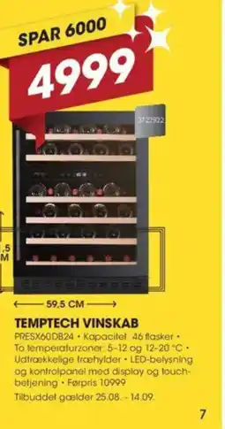 Punkt1 TEMPTECH VINSKAB PRESX60DB24. tilbud