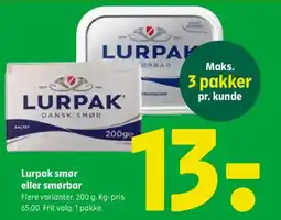 Coop 365 Lurpak smør eller smørbar tilbud
