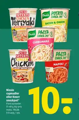 Coop 365 Nissin cupnudler eller Knorr snackpot tilbud
