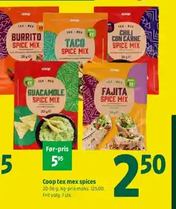 Coop 365 Coop tex mex spices tilbud