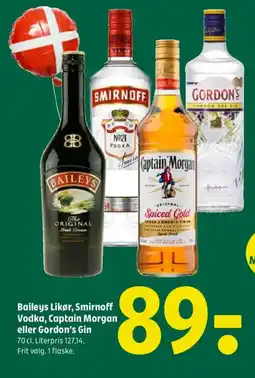 Coop 365 Baileys Likør, Smirnoff Vodka, Captain Morgan eller Gordon's Gin tilbud