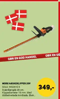 XL-BYG WORX HÆKKEKLIPPER 20V tilbud