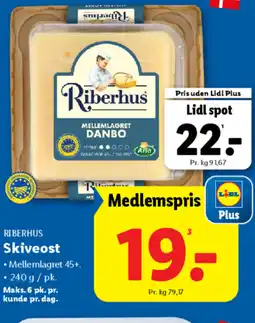 Lidl RIBERHUS Skiveost tilbud