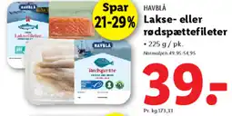 Lidl HAVBLÅ Lakse- eller rødspættefileter tilbud