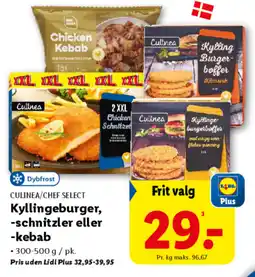 Lidl CULINEA/CHEF SELECT Kyllingeburger, -schnitzler eller -kebab tilbud