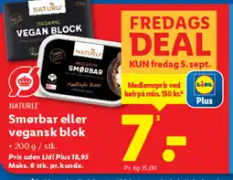 Lidl NATURLI Smørbar eller vegansk blok tilbud