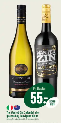 Min Købmand The Wanted Zin Zinfandel eller Queens Bay Sauvignon Blanc tilbud