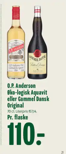 Min Købmand O.P. Anderson Øko-logisk Aquavit eller Gammel Dansk Original tilbud