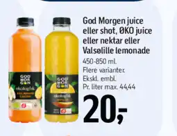 Føtex God Morgen juice eller shot, ØKO juice eller nektar eller Valsolille lemonade tilbud