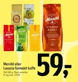 Føtex Merrild eller Lavazza formalet kaffe tilbud