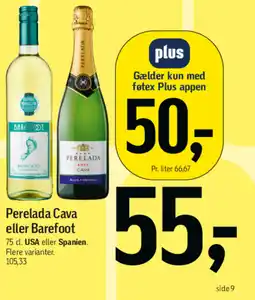 Føtex Perelada Cava eller Barefoot tilbud