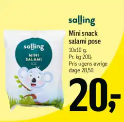 Føtex Salling Mini snack salami pose tilbud
