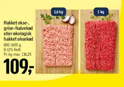 Føtex Hakket okse-, grise-/kalvekød eller økologisk hakket oksekød tilbud