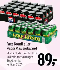Føtex Faxe Kondi eller Pepsi Max sodavand tilbud