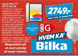 Bilka Apple iPad 11” Wi-Fi 128 GB, DKK 2749 tilbud