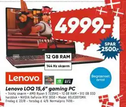 Bilka Lenovo LOQ 15,6” gaming PC, DKK 4999 tilbud