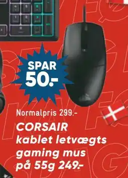 Bilka CORSAIR kablet letvægts gaming mus på 55g, DKK 249 tilbud