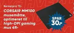 Bilka CORSAIR MM100 musemåtte, optimeret til high-DPI gaming mus, DKK 49 tilbud