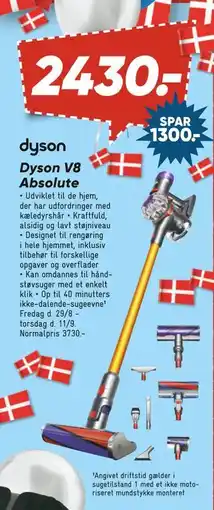 Bilka Dyson V8 Absolute, DKK 2430 tilbud