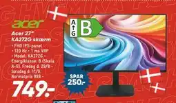 Bilka Acer 27” KA272G skærm, DKK 749 tilbud