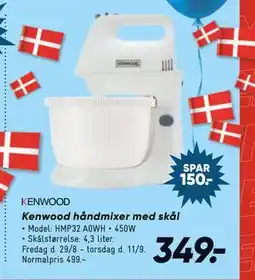 Bilka Kenwood håndmixer med skål, DKK 349 tilbud