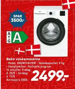 Bilka Beko vaskemaskine, DKK 2499 tilbud
