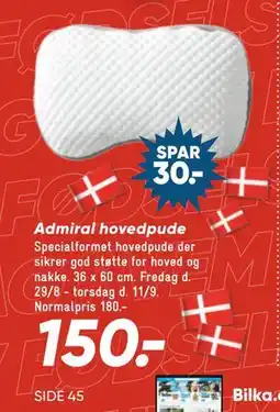 Bilka Admiral hovedpude, DKK 150 tilbud