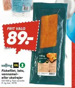 Bilka Fiskefilet, laks, vannamei- eller skalrejer, DKK 89 tilbud