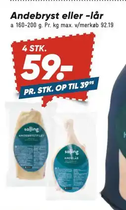Bilka Andebryst eller -lår, DKK 59 tilbud