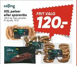 Bilka XXL pølser eller spareribs, DKK 120 tilbud