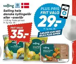 Bilka Salling hele danske kyllingelår eller overlår, DKK 35, App-pris tilbud