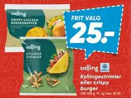Bilka Kyllingestrimler eller crispy burger, DKK 25 tilbud