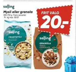 Bilka Mysli eller granola, DKK 20 tilbud