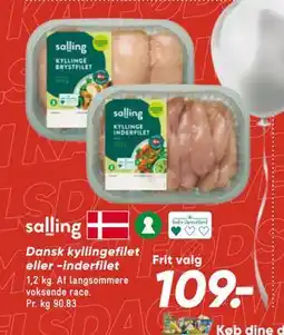 Bilka Dansk kyllingefilet eller -inderfilet, DKK 109 tilbud