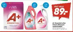 Bilka A+ Essential eller Cherry Blossom vaskemiddel, DKK 89 tilbud