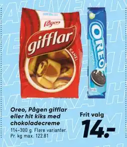 Bilka Oreo, Pågen gifflar eller hit kiks med chokoladecreme, DKK 14 tilbud
