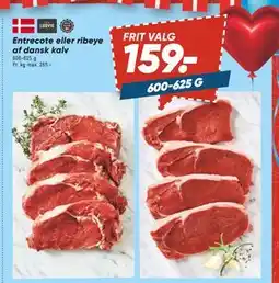 Bilka Entrecote eller ribeye af dansk kalv, DKK 159 tilbud