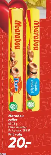 Bilka Marabou ruller, DKK 20 tilbud