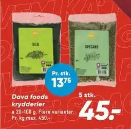 Bilka Dava foods krydderier, DKK 45 tilbud