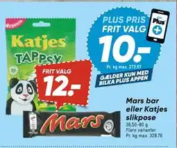 Bilka Mars bar eller Katjes slikpose, DKK 12, App-pris tilbud