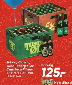 Bilka Tuborg Classic, Grøn Tuborg eller Carlsberg Pilsner, DKK 125 tilbud